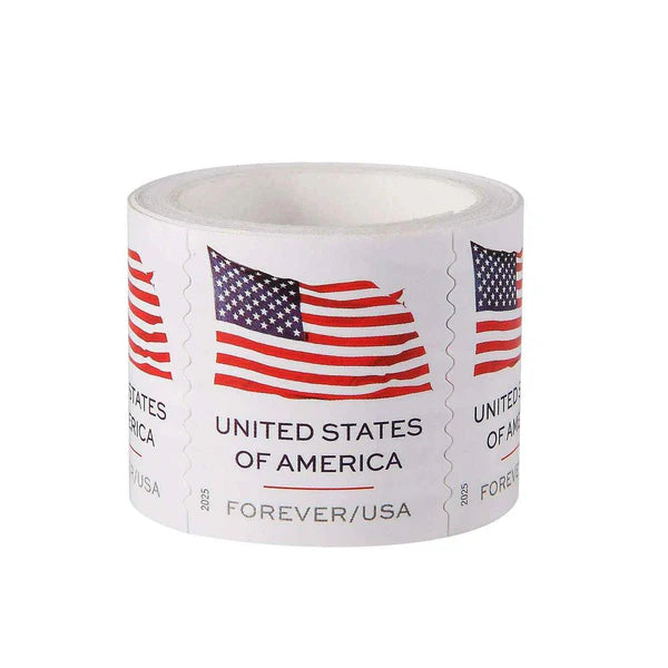 2025 American Flags Coil/roll of 100 Sealed USPS Forever Postage Stamps