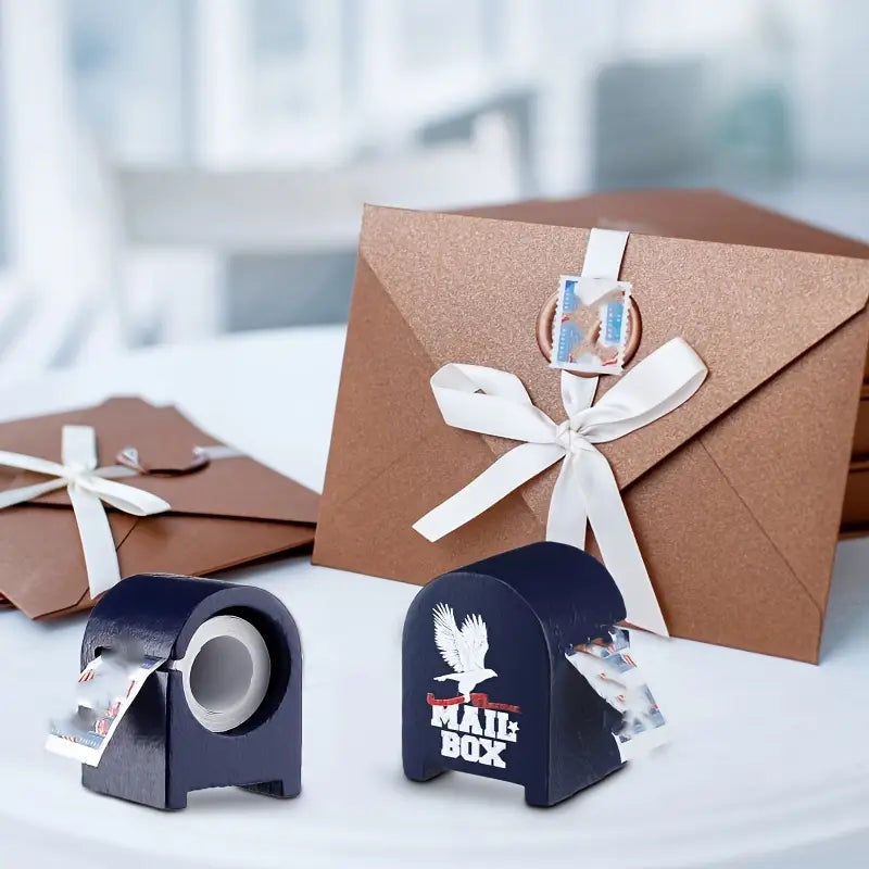 Stamp dispenser (Wooden, Blue) for Roll/Coil of 100