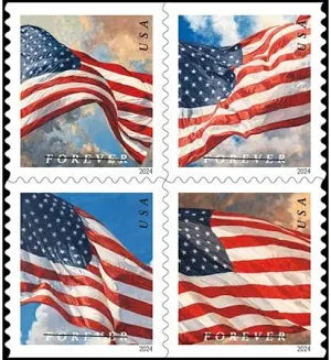 2024 American Flags Coil/roll of 100 Sealed USPS Forever Postage Stamps